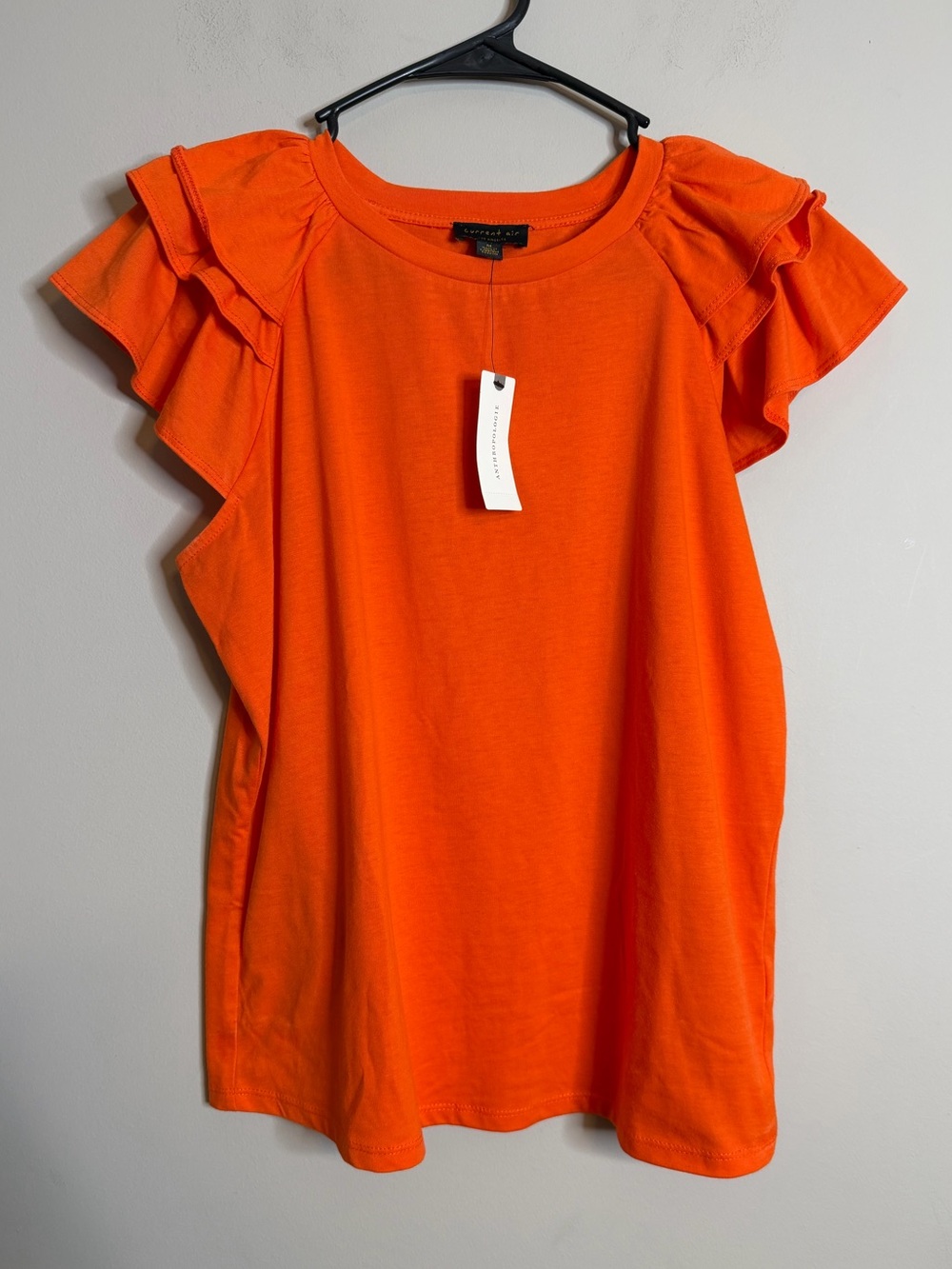 NWT Anthropologie Current Air Flutter Sleeve Orange Top Size Medium